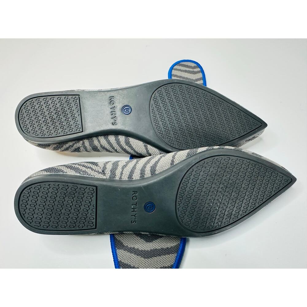 Rothys Shoes Womens 7.5 The Point Ballet Flats Grey Zebra Print Comfort Low Top - Picture 5 of 10